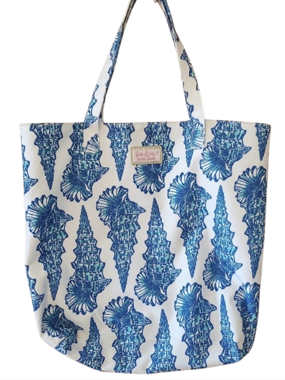 Lilly Pulitzer For‎ Estee Lauder Blue and White Seashell Print Tote